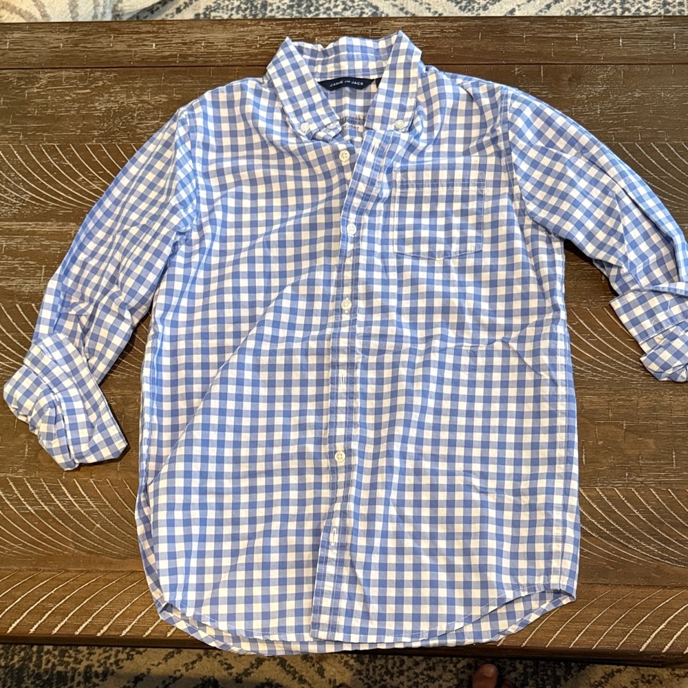Janie and Jack Blue and White Checkered Boys Shirt
